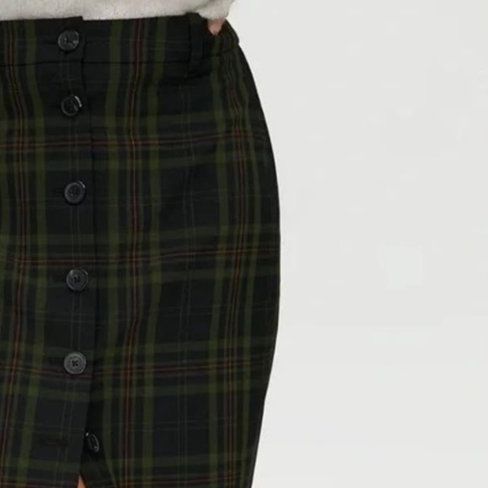 Aritzia Wilfred Leona Midi Pencil Check Plaid Skirt 4 - Picture 3 of 8